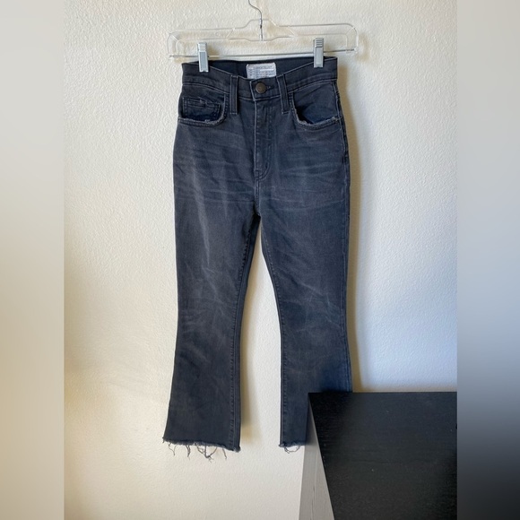 Current/elliott Women’s Jeans charcoal Size 23 Raw-hem Bootcut Ankle Crop Jeans - Picture 2 of 9